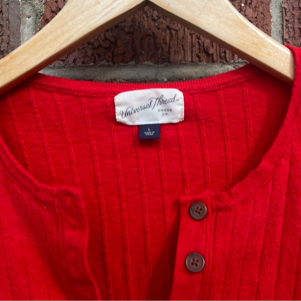 Universal Thread Red Ribbed Button Down Long Slee… - image 4